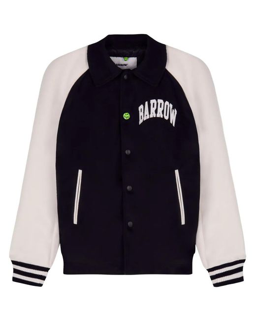 Barrow Blue Logo-Print Varsity Jacket