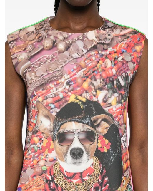 The Artistylist White Graphic-Print Sleeveless Dress