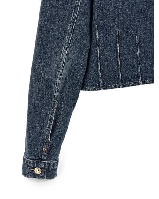 7 For All Mankind Blue Darted Shrunken Denim Jacket