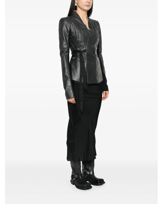 Rick Owens Black Leather Jacket
