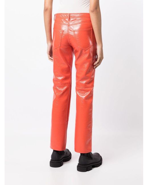 Pantalon droit à effet vinyle MSGM en coloris Rouge | Lyst