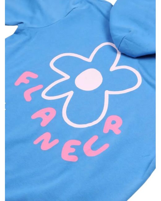 flâneur Blue Flower-Print Cotton Hoodie for men