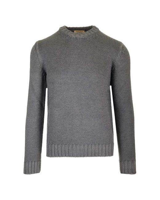 Al Duca D'aosta Gray Chunky-Knit Merino-Wool Sweater for men