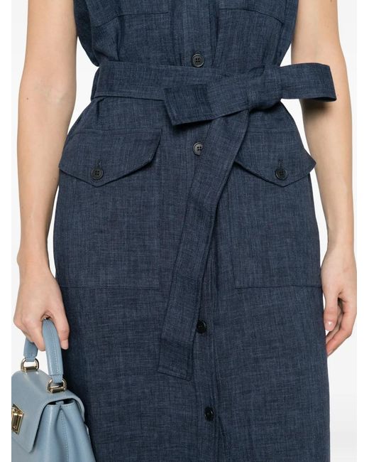 P.A.R.O.S.H. Maxi-Jurk Met Ceintuur in het Blue