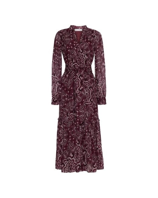 Cara Cara Purple Verity Paisley-Print Ruffled Dress