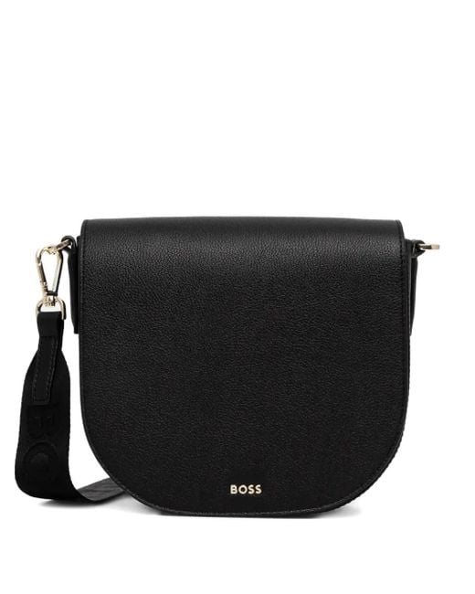 Boss Alyce Leren Crossbodytas Met Textuur in het Black