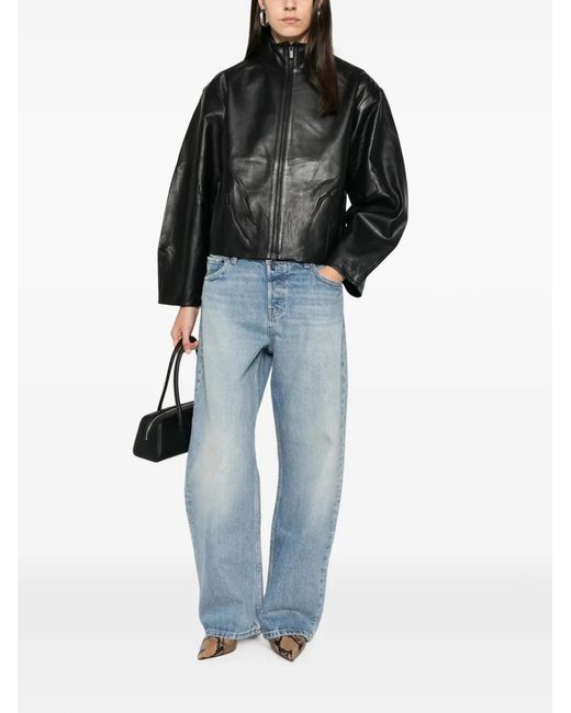 St. Agni Black Cocoon Leather Jacket