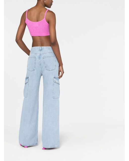 Agolde Blue Wide-Leg Stonewashed Jeans