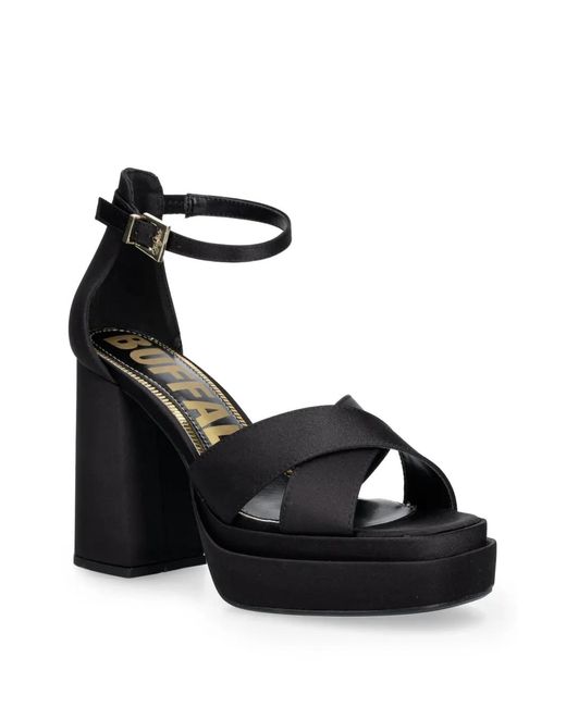 Buffalo Black May Cross Platform Sandals