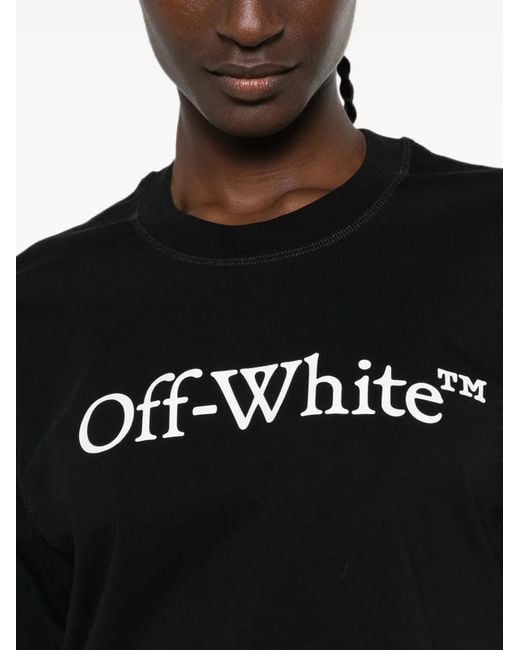Off-White c/o Virgil Abloh Black Logo-Print Cropped T-Shirt