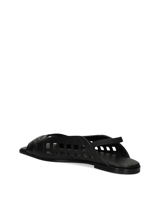 Vic Matié Black Cut-Out Leather Sandals