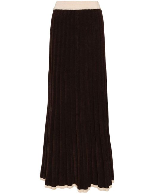 Faithfull The Brand Black Mona Pleated Knitted Skirt
