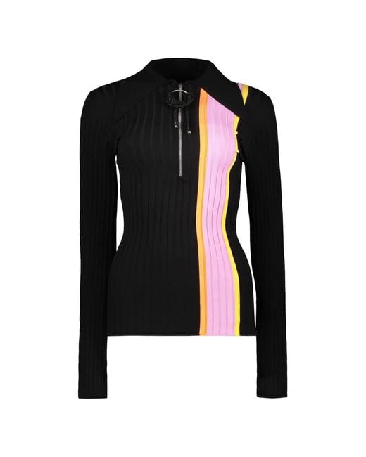 Ellery Black Ribbed-Knit Panelled Top