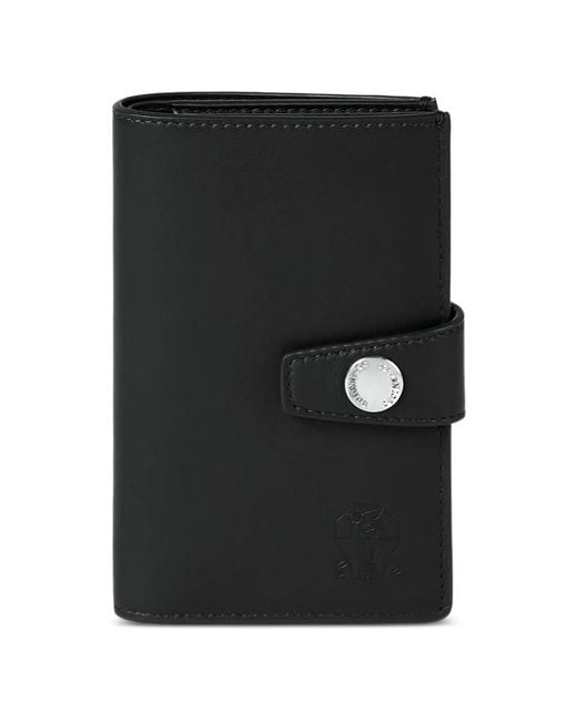 Brunello Cucinelli Black Leather Zipper Wallet for men