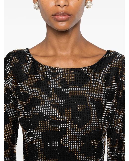 Miron Black Embellished Mini Dress