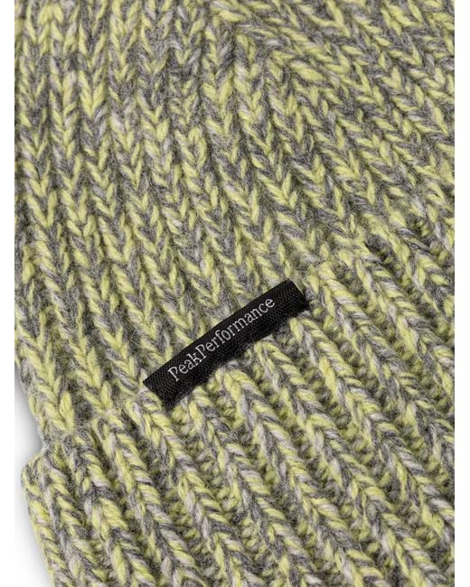 Peak Performance Green Ribbed-Knit Beanie Hat