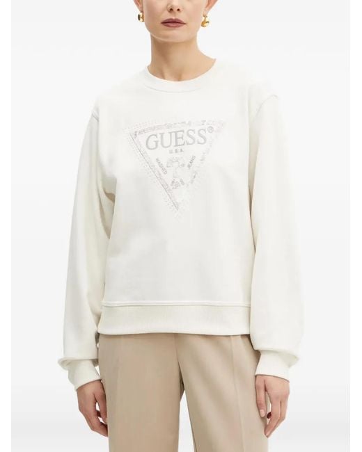 Guess White Sweat À Logo Imprimé Et Sequins