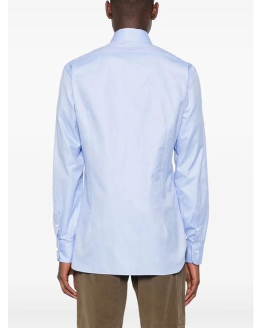 Barba Napoli Blue Cotton Shirt for men