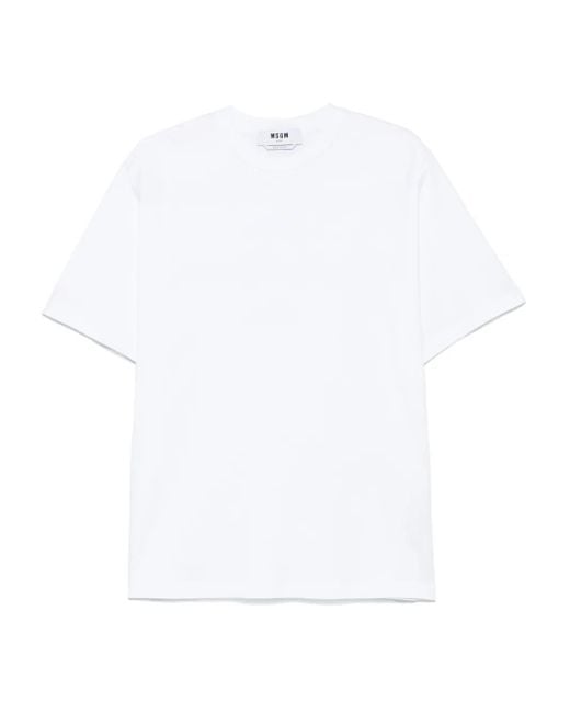 MSGM White Logo-Print T-Shirt