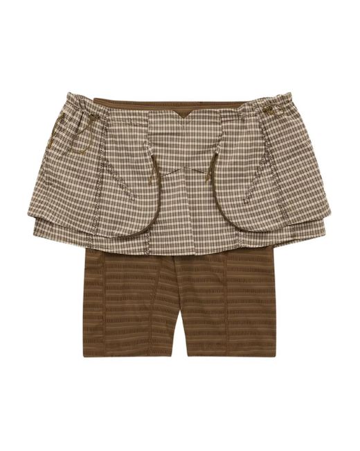 Nike Natural X Knwls Check-Pattern Mini Skirt