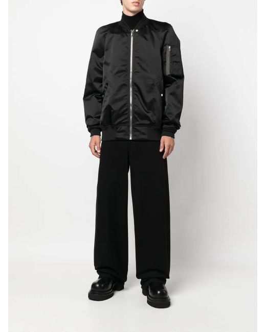 Rick Owens Black Zip-Up Bomber Jacket for men