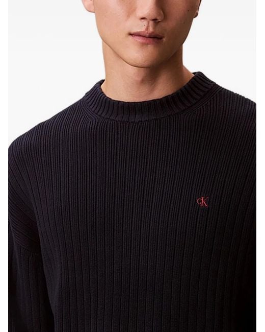 Calvin Klein Black Ribbed Jumper for men