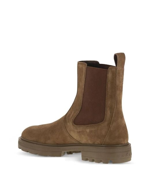 Hogan Brown H673 Chelsea Ankle Boots for men