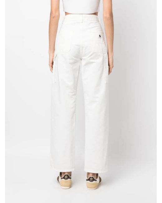 Carhartt White Logo-Patch Straight-Leg Jeans