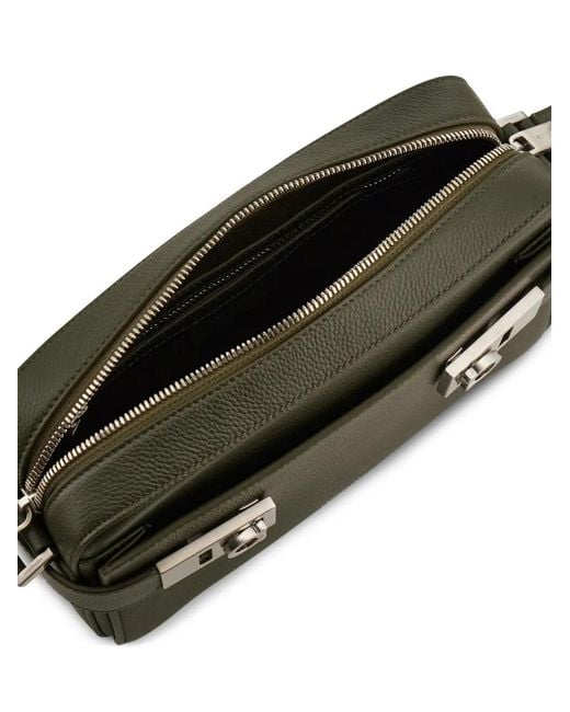Ferragamo Green Hug Buckle Messenger Bag for men