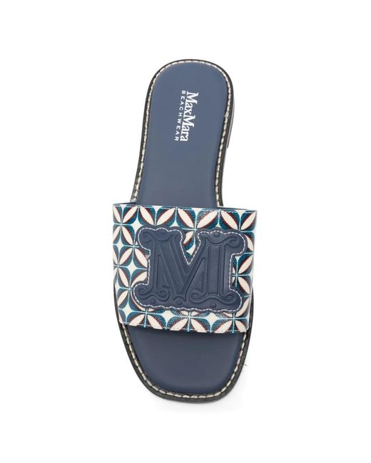 Max Mara White Geometric-Print Logo-Patch Sandals