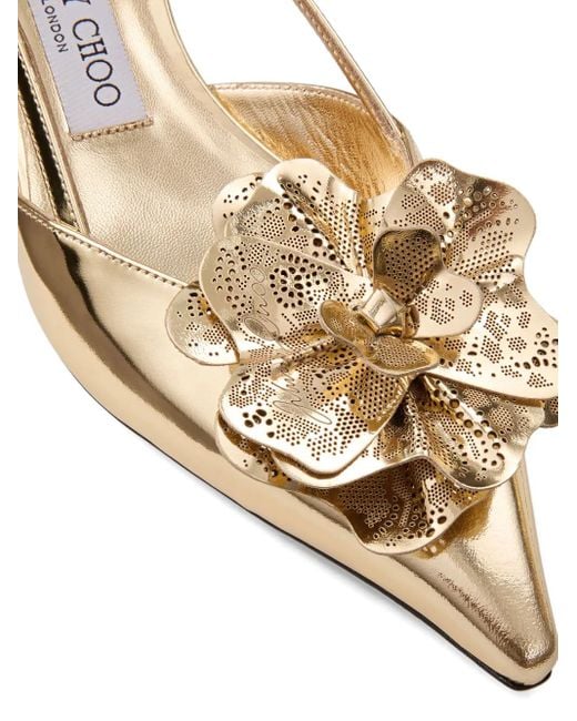 Jimmy Choo Natural Mimmi Slingback-Pumps Mit Blumen 50Mm
