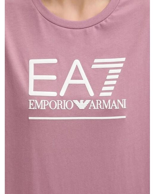 EA7 Pink Logo-Print T-Shirt