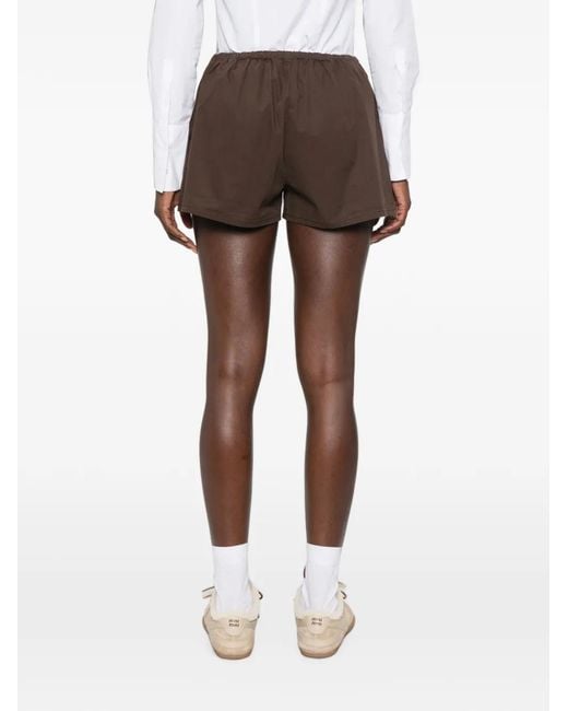 Miu Miu Brown Logo-Embroidered Gabardine Shorts