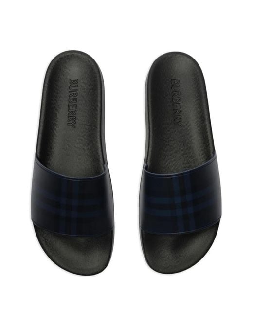 Burberry White Check Slides for men