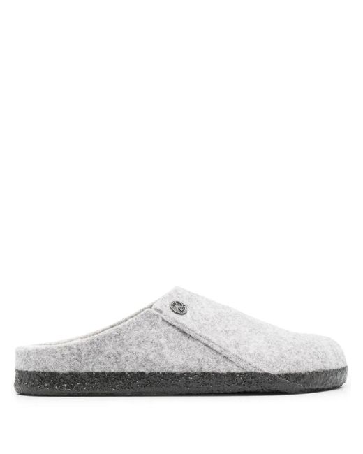 Birkenstock White Zermatt Felted Mules