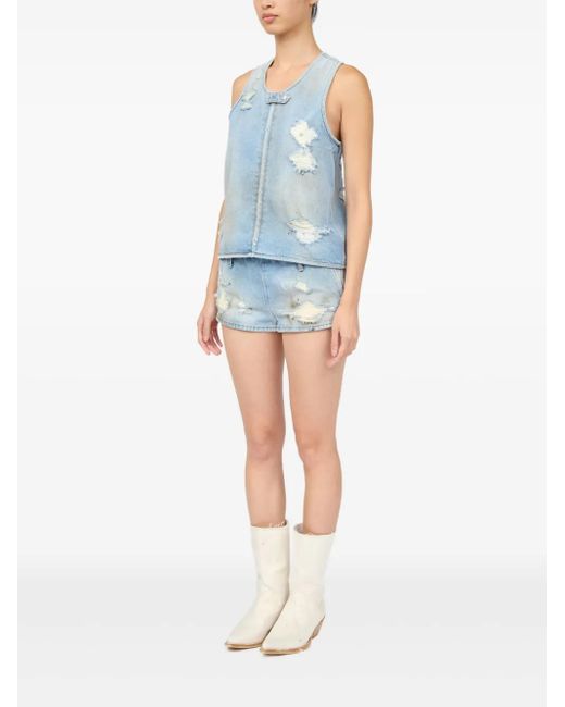 MM6 by Maison Martin Margiela Blue Weste mit abgenutztem Effekt
