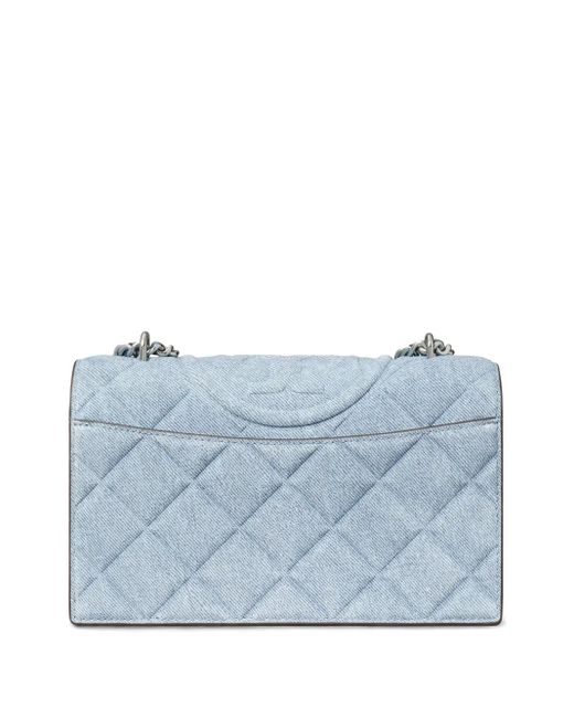 Tory Burch Fleming デニム コンバーティブル ショルダーバッグ S Blue