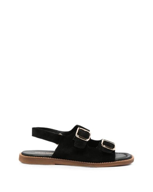 SERGIO MORETTI FIRENZE Black Buckle-Fastening Slingback Sandals