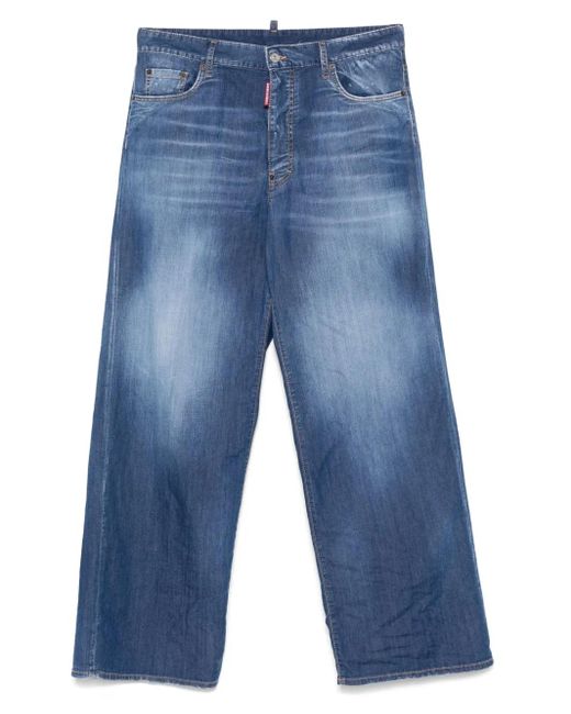 DSquared² Blue Embroidered-Logo Jeans for men