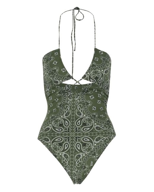 Mc2 Saint Barth Green Bandana-Print Swimsuit