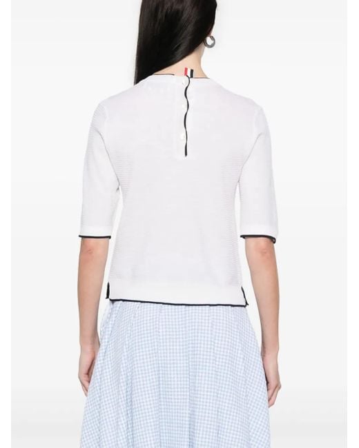 Thom Browne White 4-Bar Stripe Cotton T-Shirt