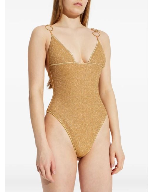 Oseree White Ring-Strap Swimsuit