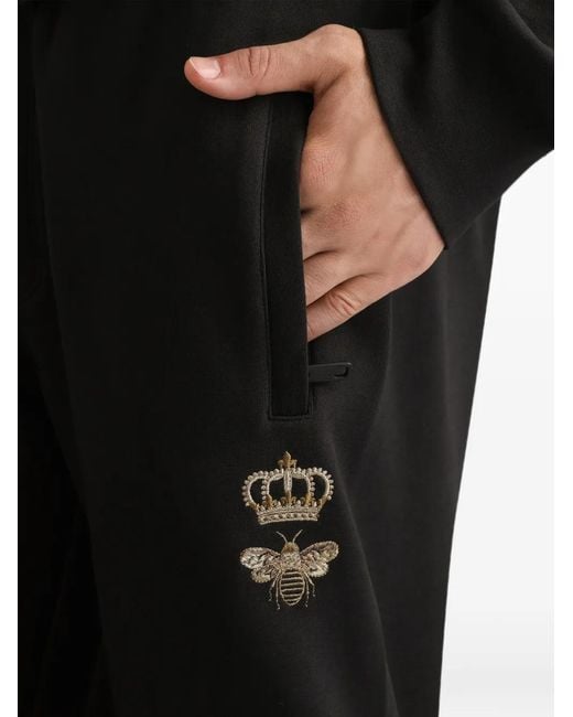 Dolce & Gabbana Black Embroidered Track Shorts for men