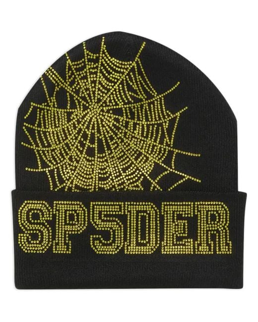 Sp5der Green Web Beanie for men