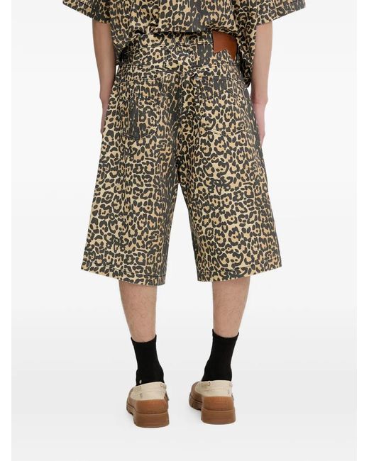 Rhude Natural Leopard-Print Shorts for men
