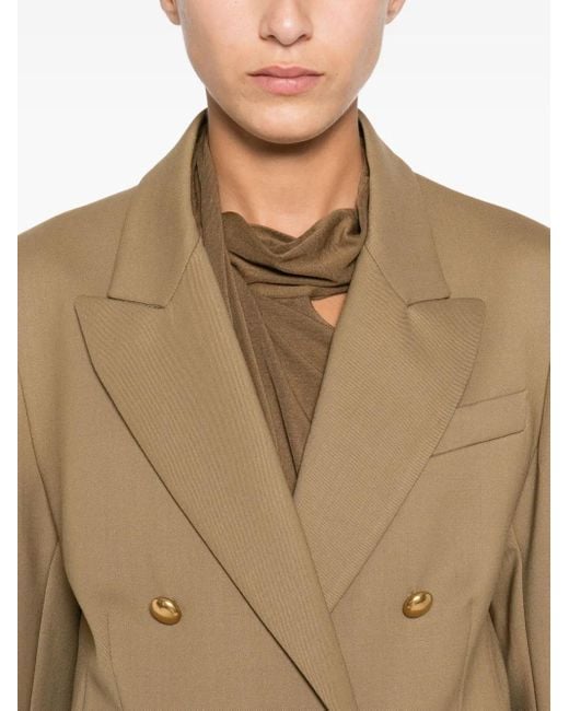 P.A.R.O.S.H. Natural Double-Breasted Stretch-Wool Blazer