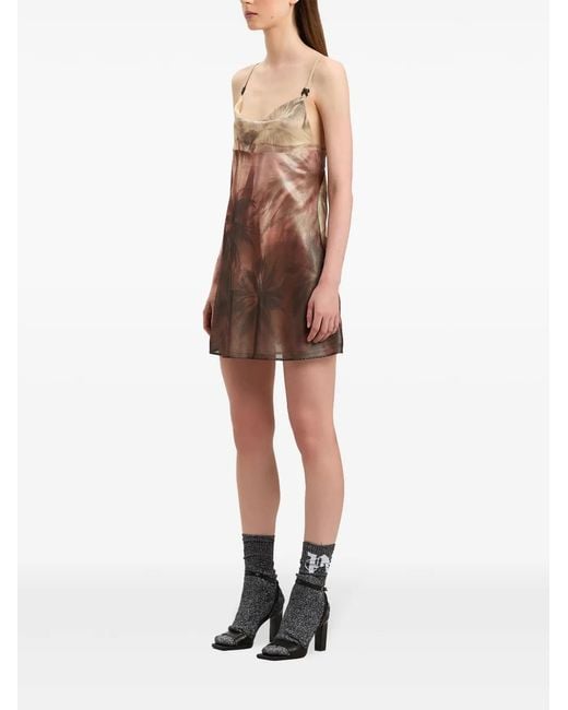 Palm Angels Brown Sunset Palms Mini Dress