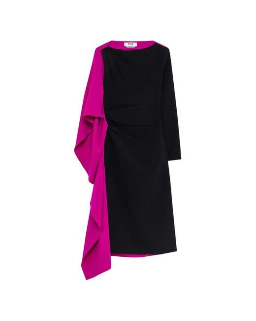 Vestido Midi Drapeado MSGM de color Black