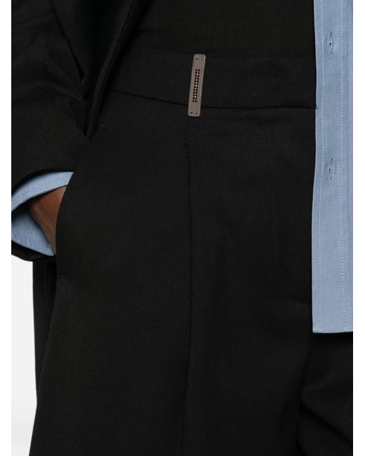 Peserico Black Pleated Wide-Leg Trousers