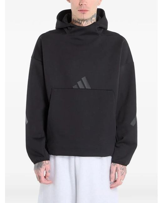 Adidas Black Z.N.E. Logo-Print Hoodie for men